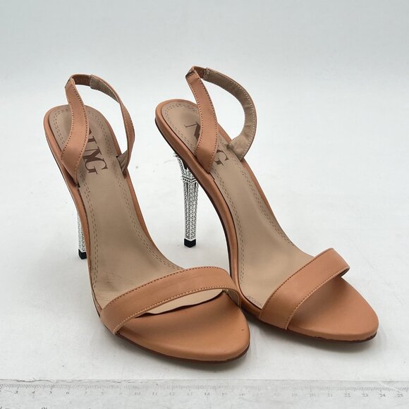 Nude Women Open Toe Slip on Sandals High Heel Slingbacks Braid Ball Dance Shoes - Picture 3 of 6